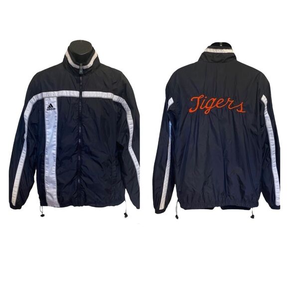 Vintage Adidas Tigers Reflective Black White Jacket Windbreaker Sz S - Picture 1 of 16